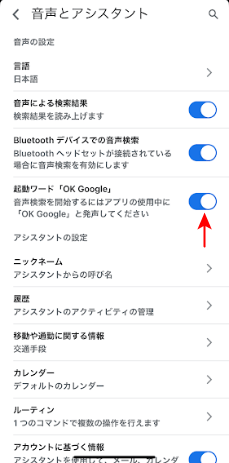 起動ワードOKGoogleがオン