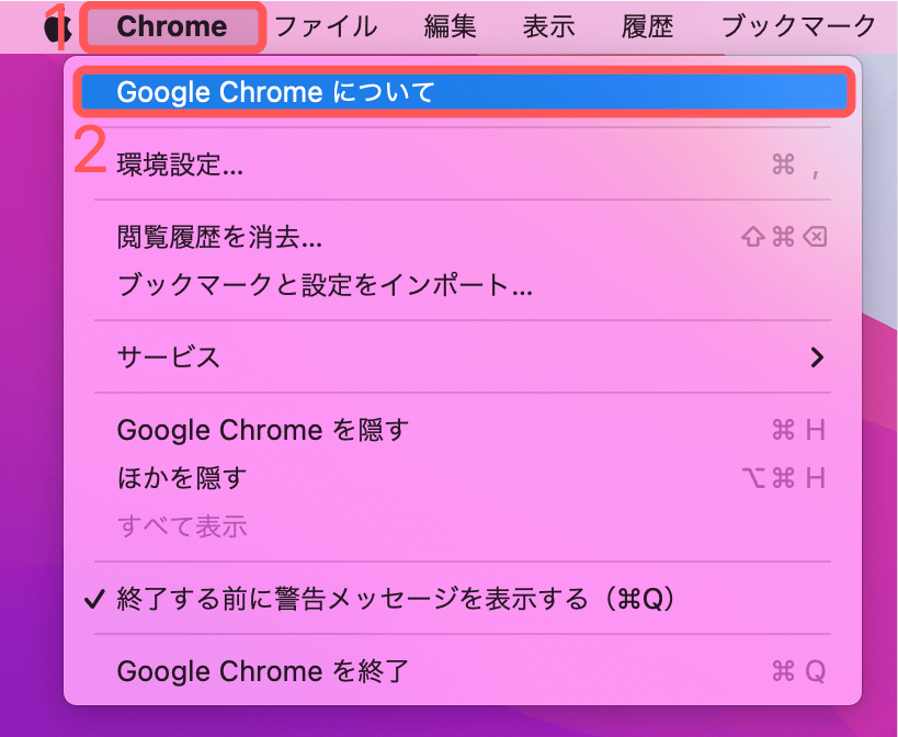 Google Chromeについてを選択