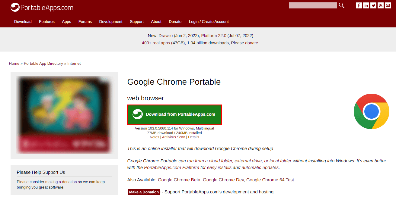 google chrome portable download