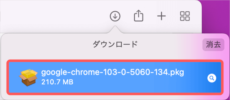 ダウンロードファイルを開く