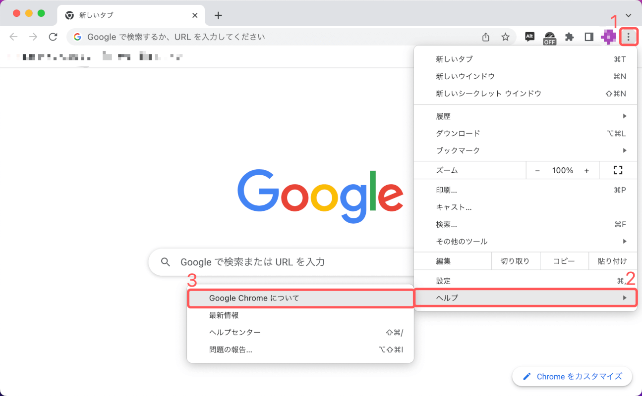 Google Chromeについてを選択する