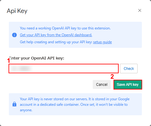 Save API keyボタンをクリック