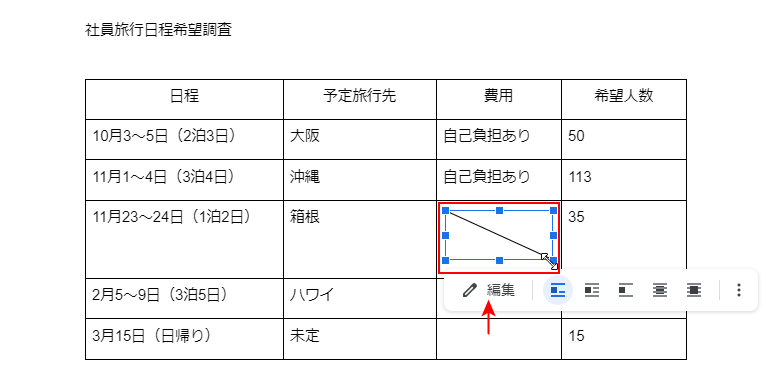 斜線の大きさ等を調整