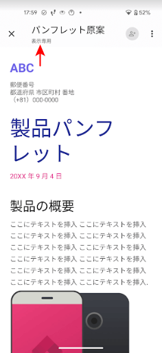 表示専用の表示