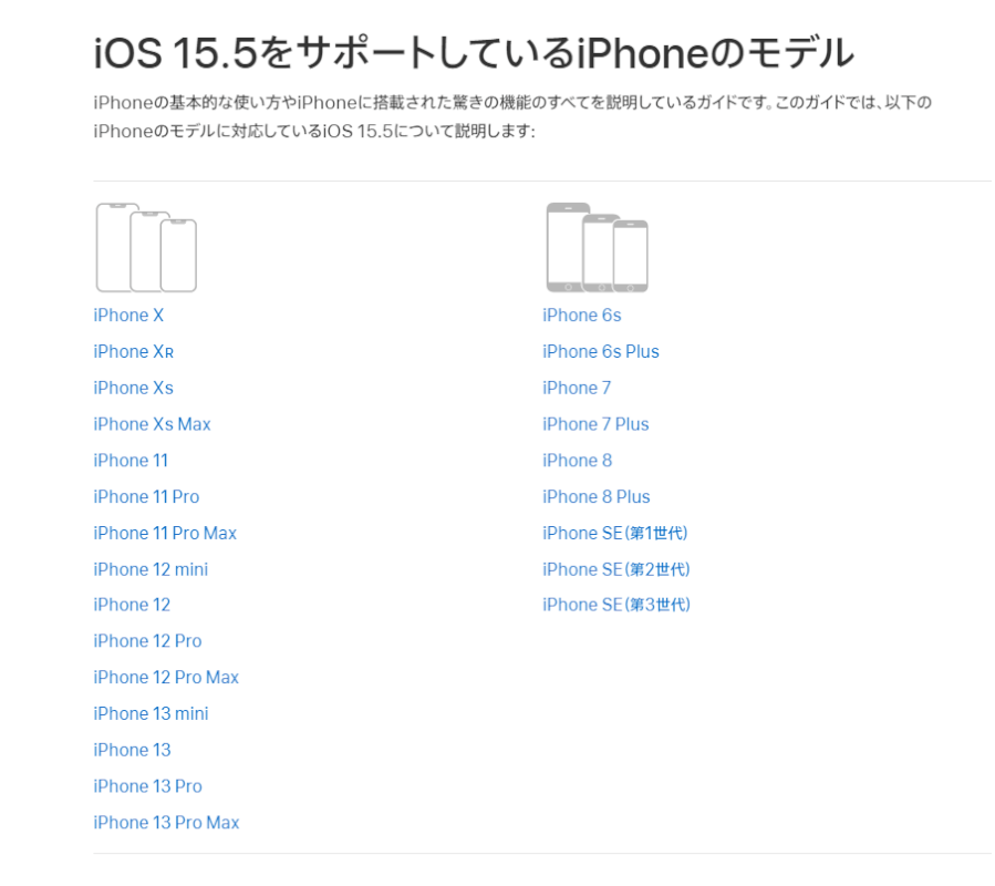 iOS 15.5の対応機種