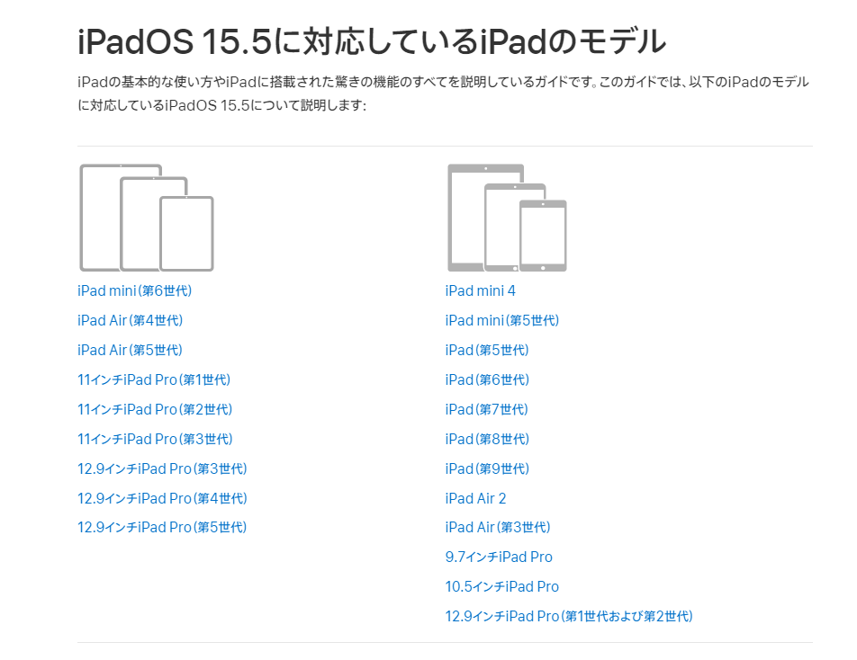 iPadOS 15.5の対応