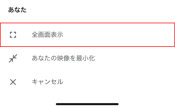 全画面表示を選択する