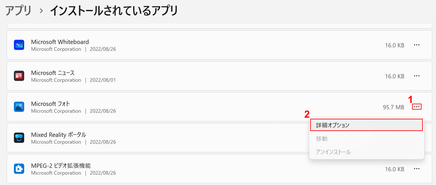 詳細オプションを選択する