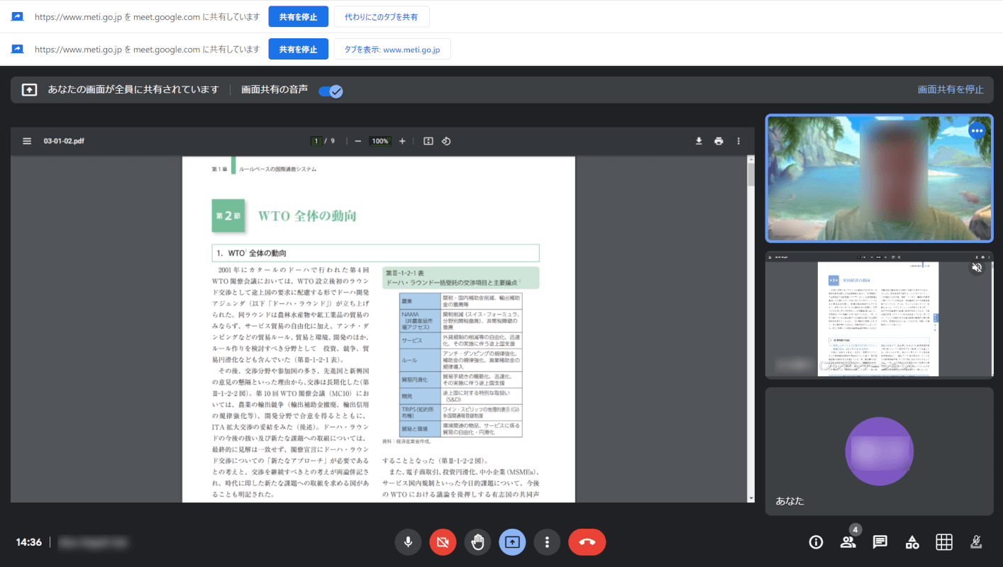 複数の画面を共有する