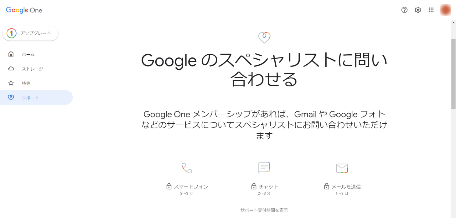 Google Oneのサポートページ