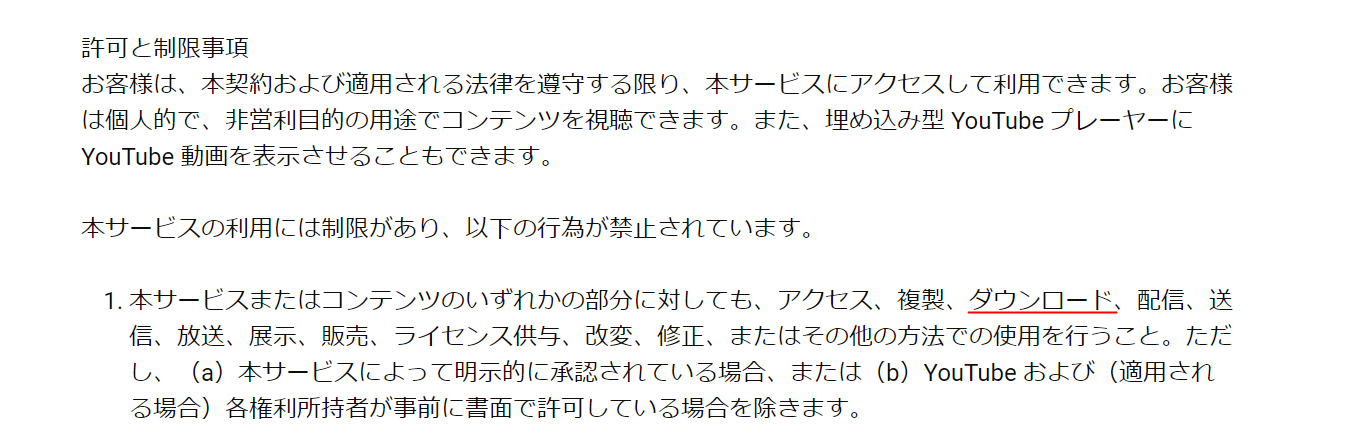 YouTubeの利用規約